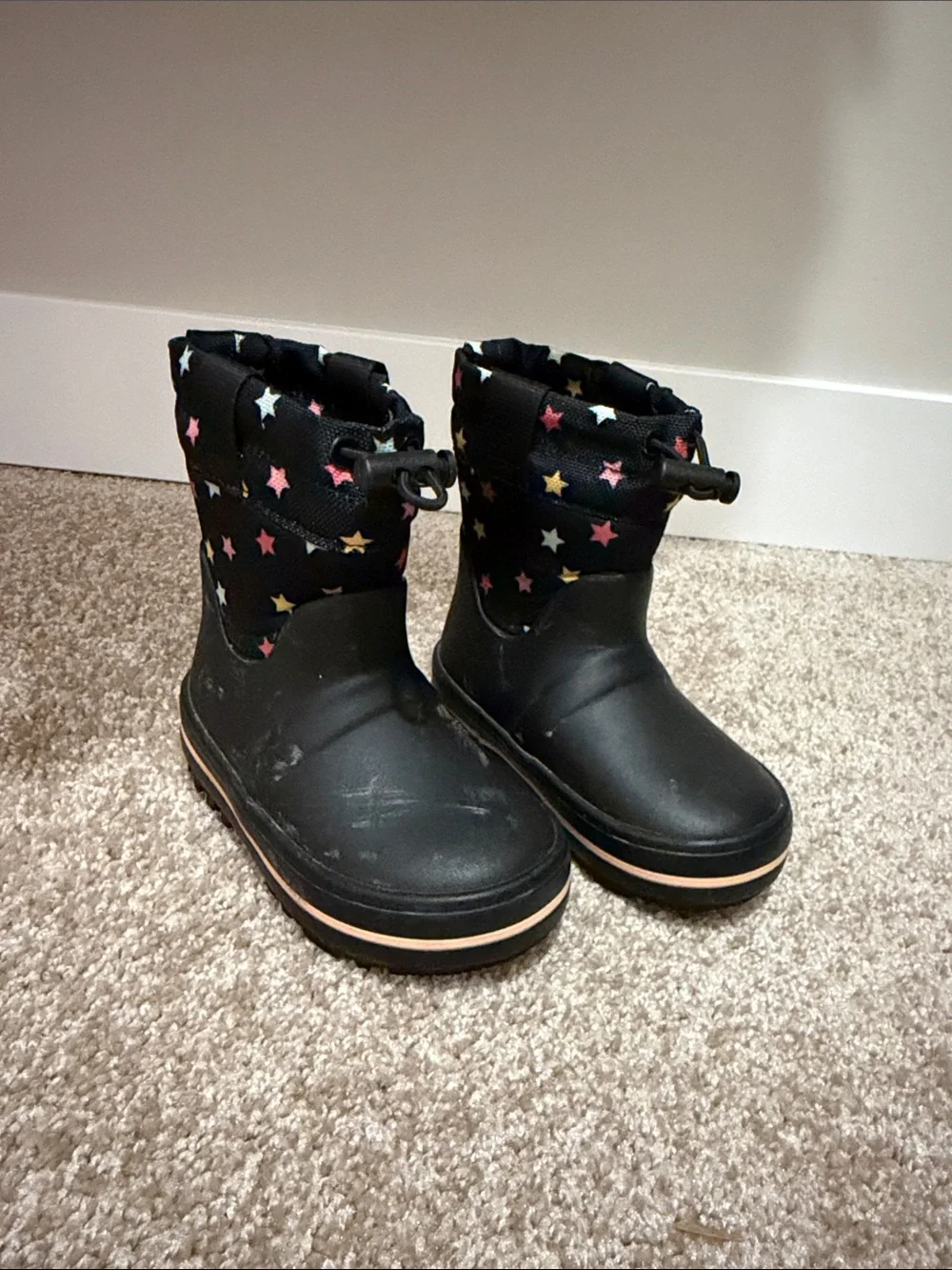 Cat & Jack Black Kids Star-Print Rain Boots
